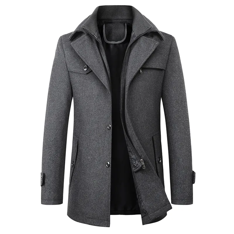 Street-wave Men's Wool Coat Royal Elegance Tailored Fit Versatile For Modern Gentlemen