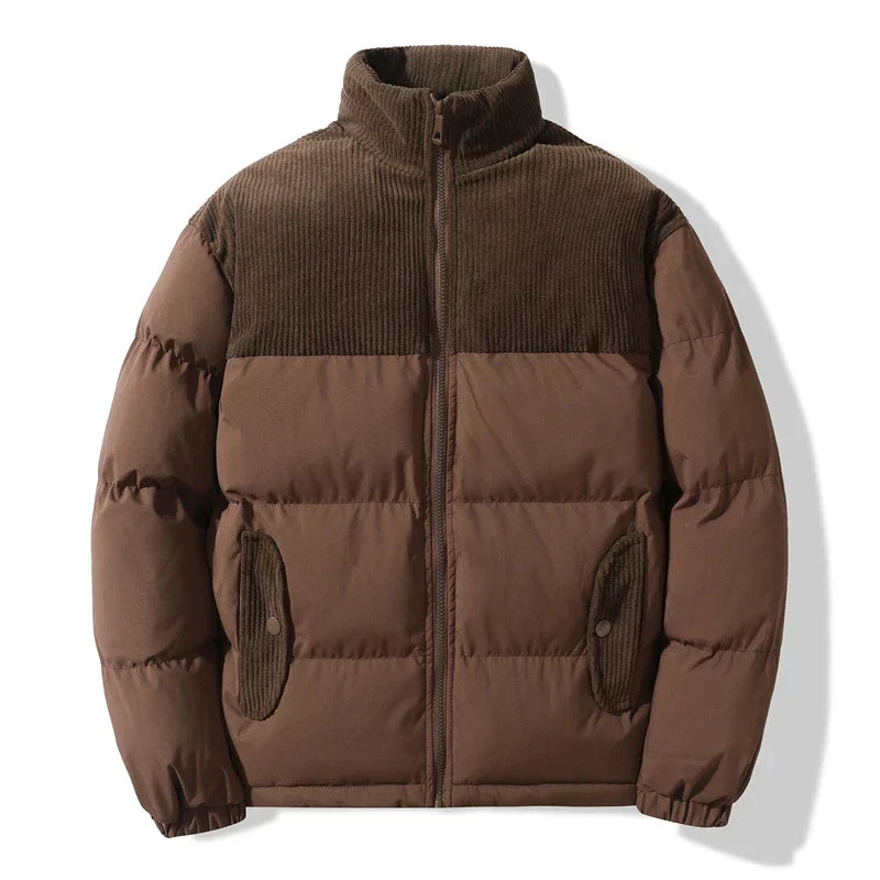 Street-Wave Puffer Jacket With Cord Details For Men Cozy Quilted Warmth And Modern Style
