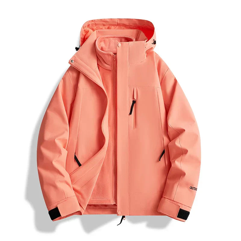 Street-wave Women's Ski Jacket With Hood Two-Tone Design For Outdoor Enthusiasts