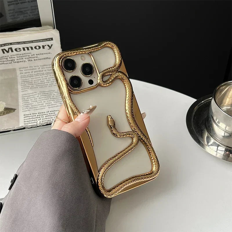 Street-Wave Orion Snake Plated iPhone Case With Hollow Design Electroplated Finish TPU Protection For Heat Dissipation