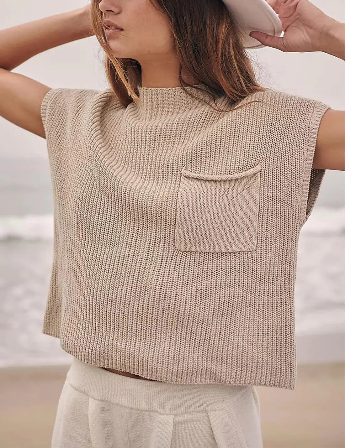 Street-Wave Knit Cardigan Vest For Women Warm Flattering Fit With Pocket Casual Winter Layering Essential