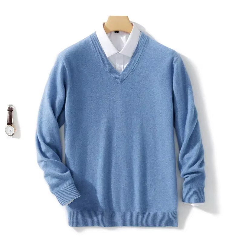 Men's Wool Blend V Neck Sweater Warm Knit Pullover For Winter Casual Fit Up To 5XL Street-Wave