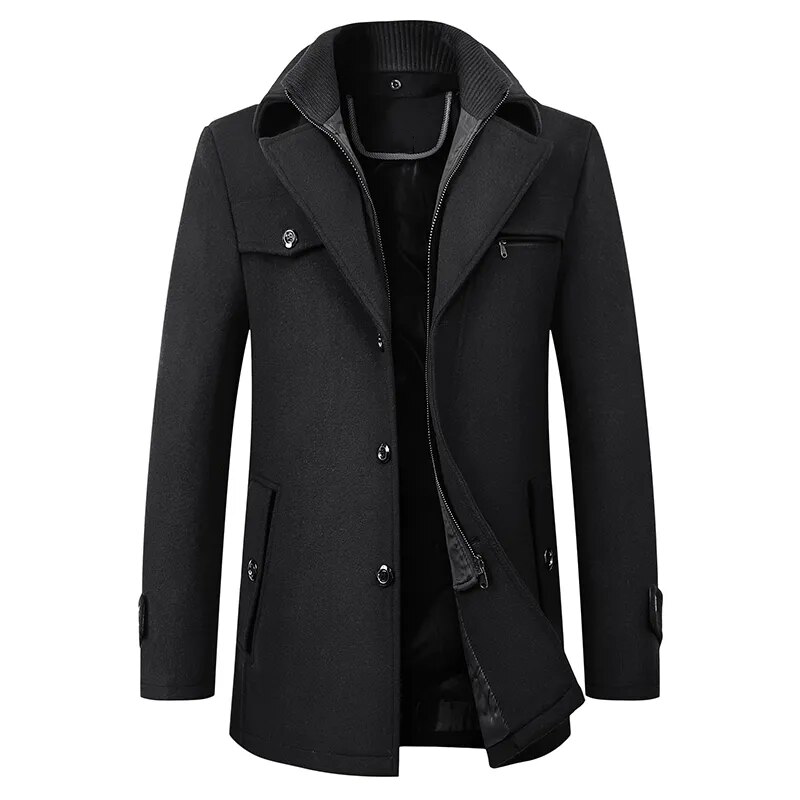 Street-wave Men's Wool Coat Royal Elegance Tailored Fit Versatile For Modern Gentlemen