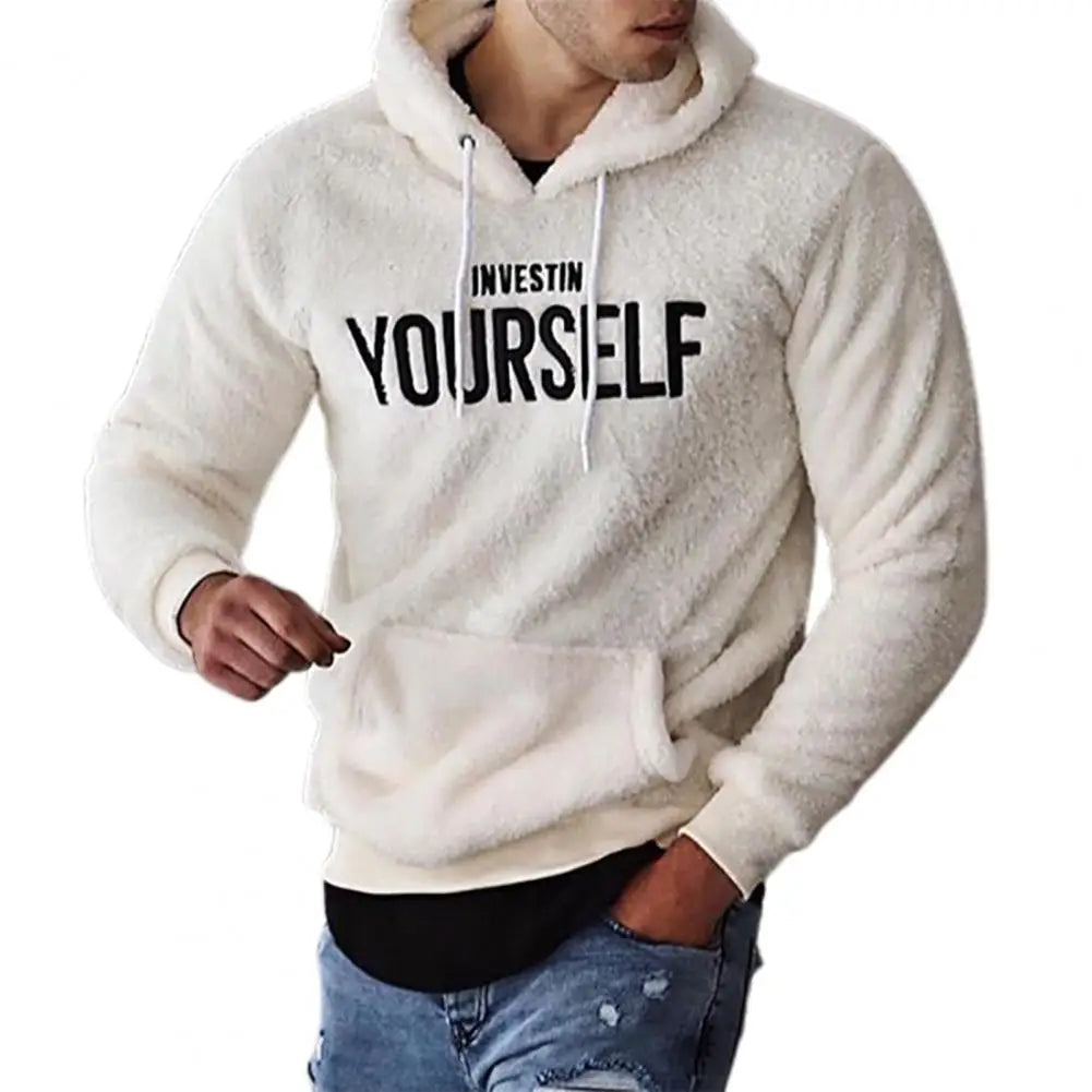 Street-wave Motivational Hoodie For Men Cozy Fleece Pullover With Trendy Streetwear Comfort