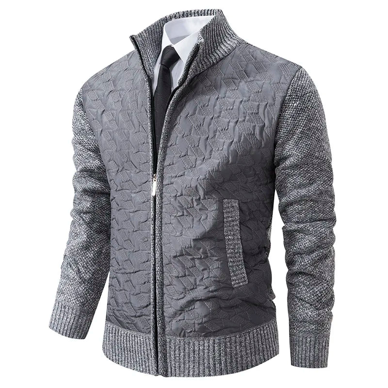Street-Wave Padded Knit Jacket For Men Warm Front Quilted Design Modern Everyday Essential Versatile
