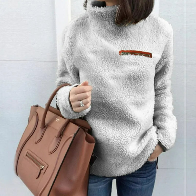 Street-wave Plush Fleece Pullover For Women Ultra Soft Cozy Comfort Warmth All Day Casual Wear