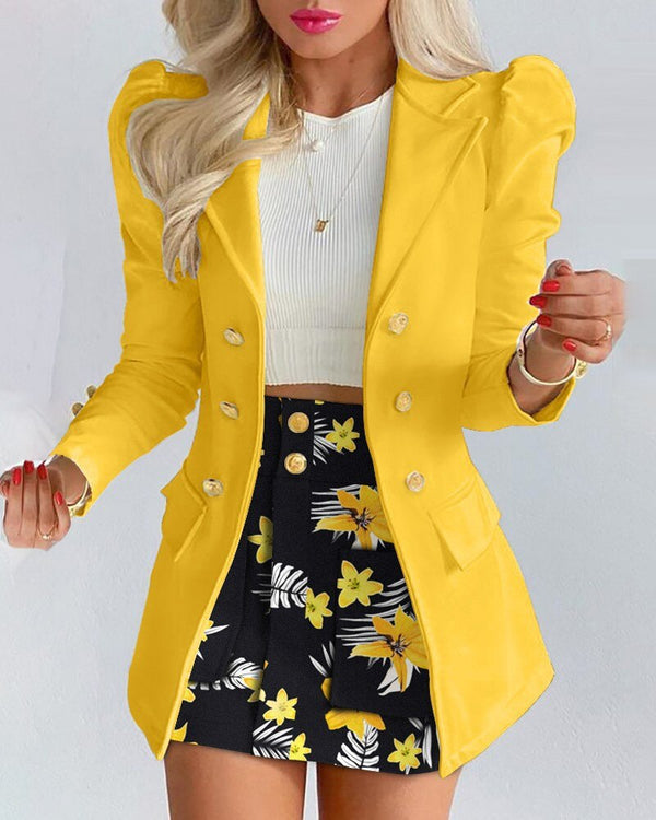 Street-Wave Bella Floral Blazer Skirt Co-ord Set Women