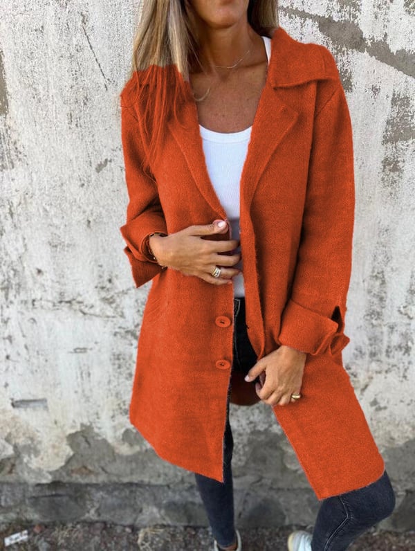 Street-Wave Wool Blend Long Coat For Women Elegant Pink All-Day Comfort Timeless Charm