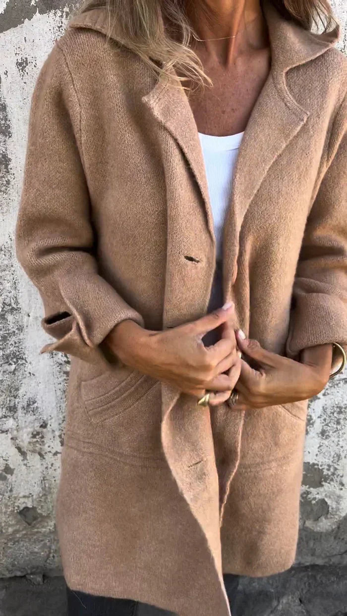 Street-Wave Wool Blend Long Coat For Women Elegant Pink All-Day Comfort Timeless Charm