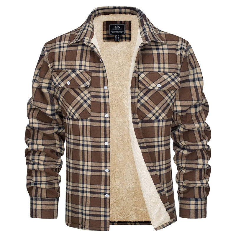 Jerome Fusion Flannel Jacket For Men Warm Cozy Plaid With Two Chest Pockets Inner Pocket And Button Cuffs