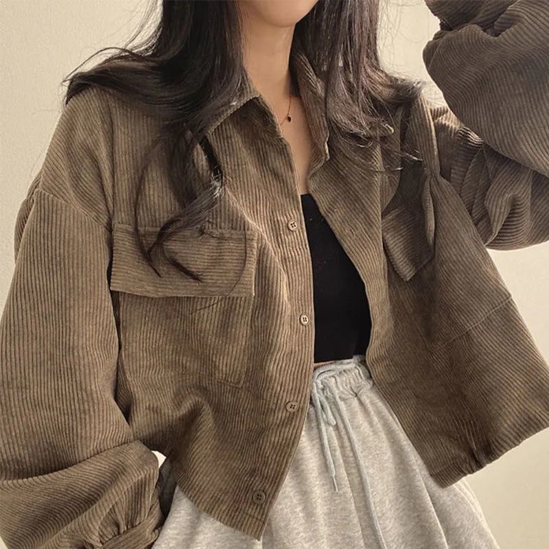 Street Wave Women's Corduroy Jacket With Oversized Fit Soft Texture For Everyday Style