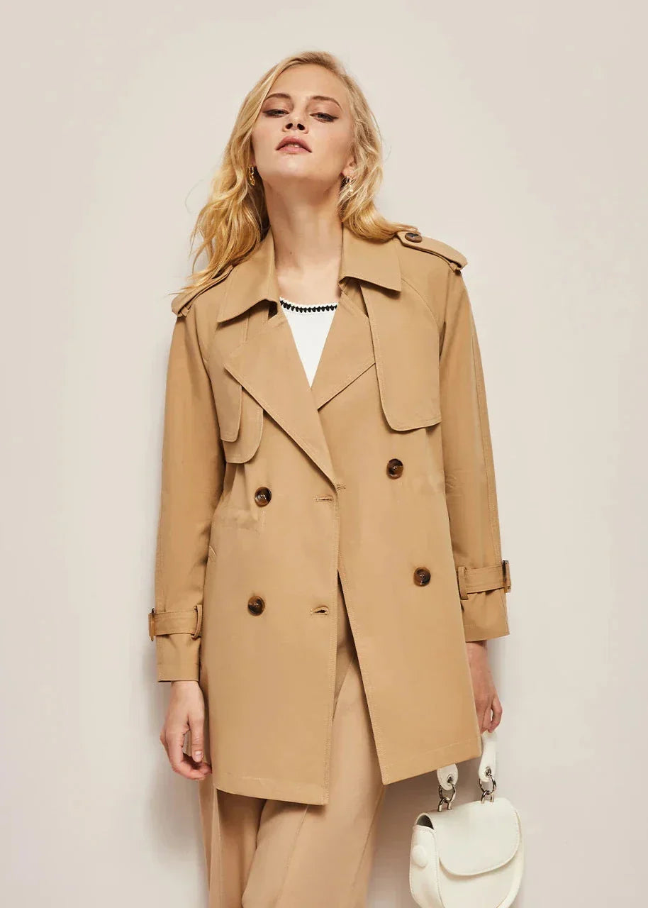 Street-Wave Double-Breasted Trench Coat For Women Timeless Elegant Long Coat With Belt