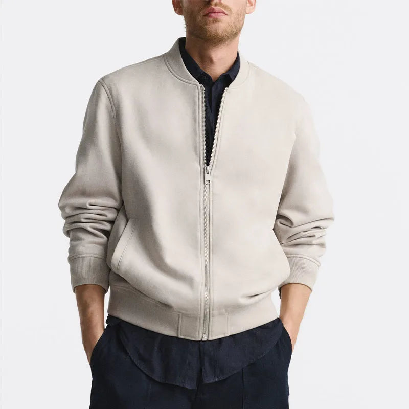 Street-Wave Elite Suede Bomber Jacket For Men With Tailored Fit And Soft Inner Lining
