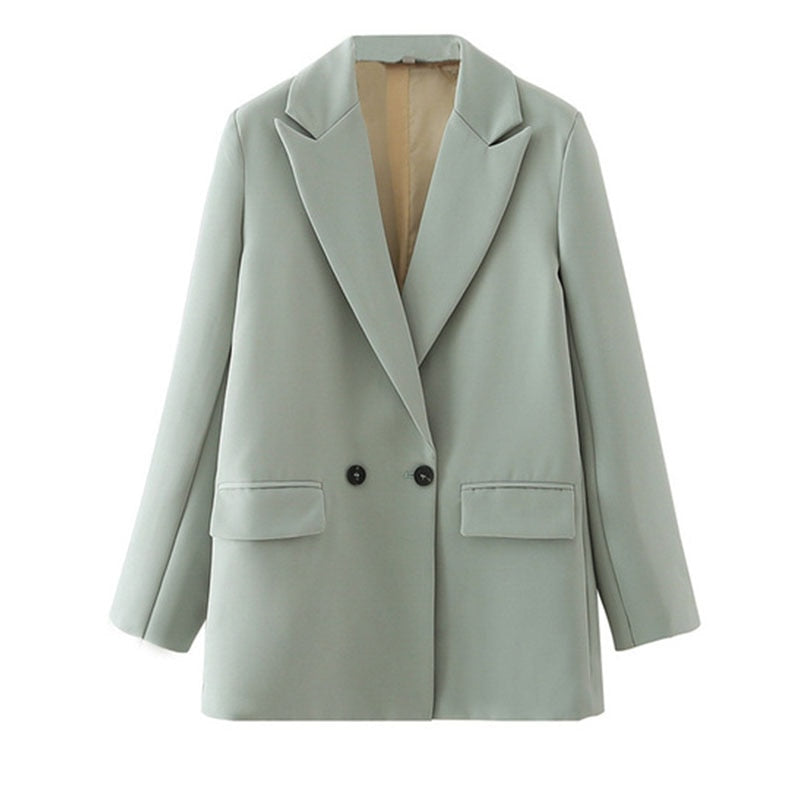 Street-Wave Vintage Blazer For Women Blue Tailored Fit With Bold Color Statement And Versatility