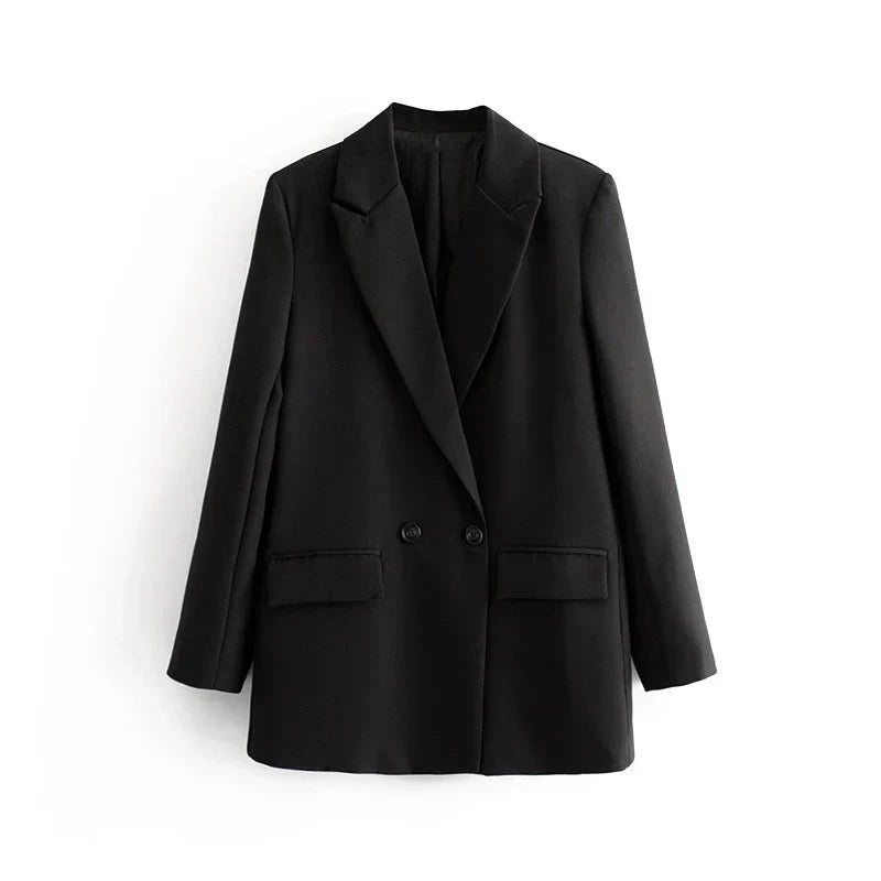 Street-Wave Blazer Coat For Modern Professionals, Timeless Elegance, Warm Polyester, Practical Pocket