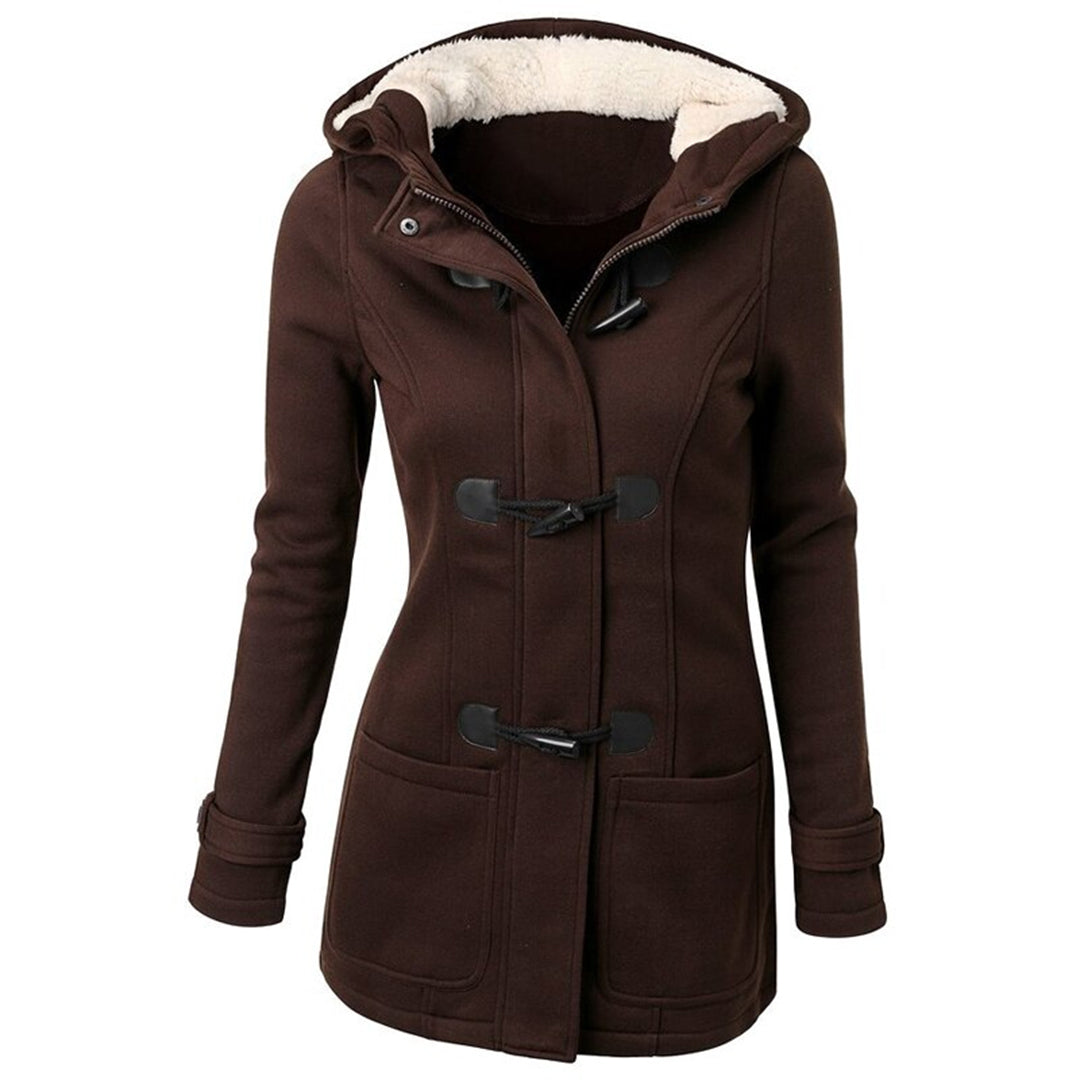 Street Wave Cozy Faux Fur Hooded Coat For Women Warm Plush Duffle Toggle Style With Sherpa Lining
