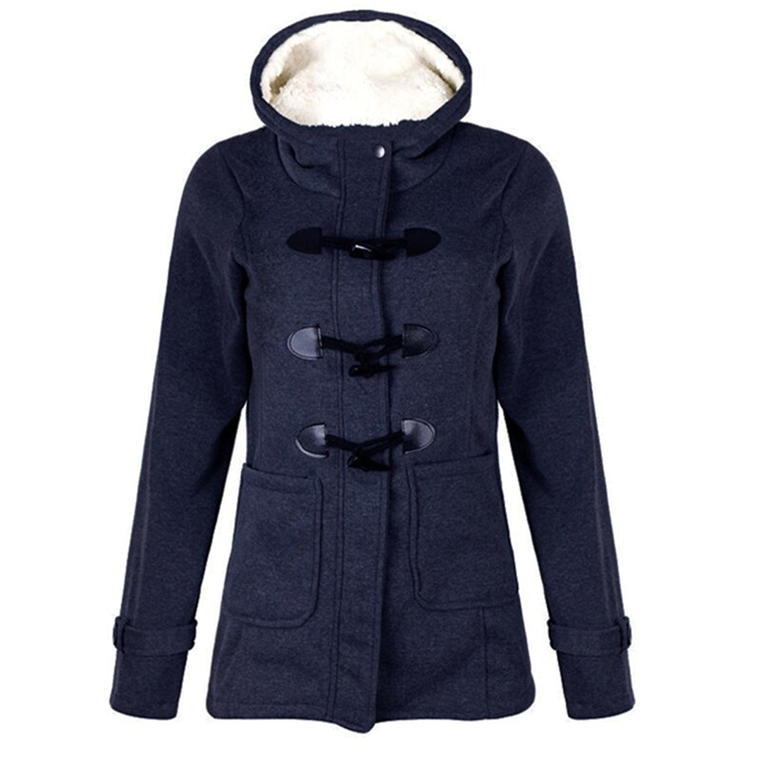 Street Wave Cozy Faux Fur Hooded Coat For Women Warm Plush Duffle Toggle Style With Sherpa Lining