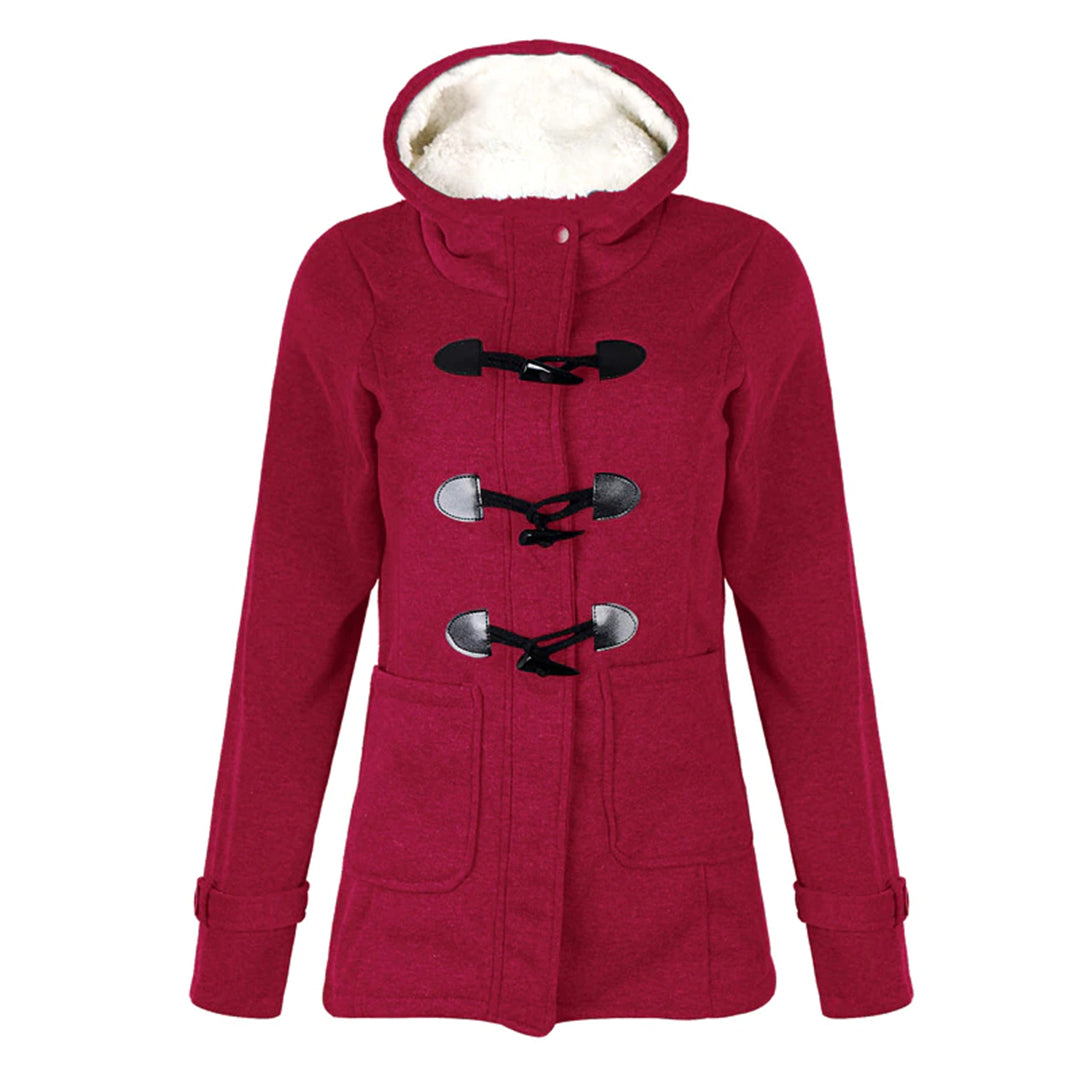 Street Wave Cozy Faux Fur Hooded Coat For Women Warm Plush Duffle Toggle Style With Sherpa Lining