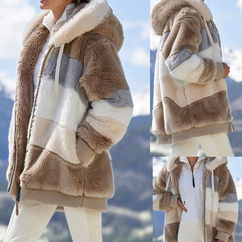 Faux Fur Hooded Jacket Street-wave Effortless Everyday Style for Streetwear Fans