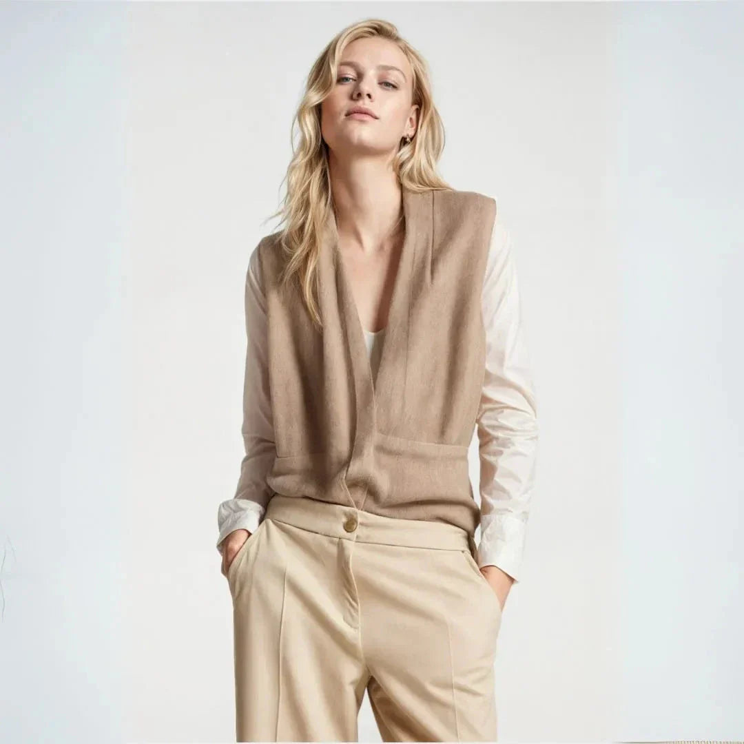 Waylynn Sara Sleeveless Belted Wrap Vest Women Polished