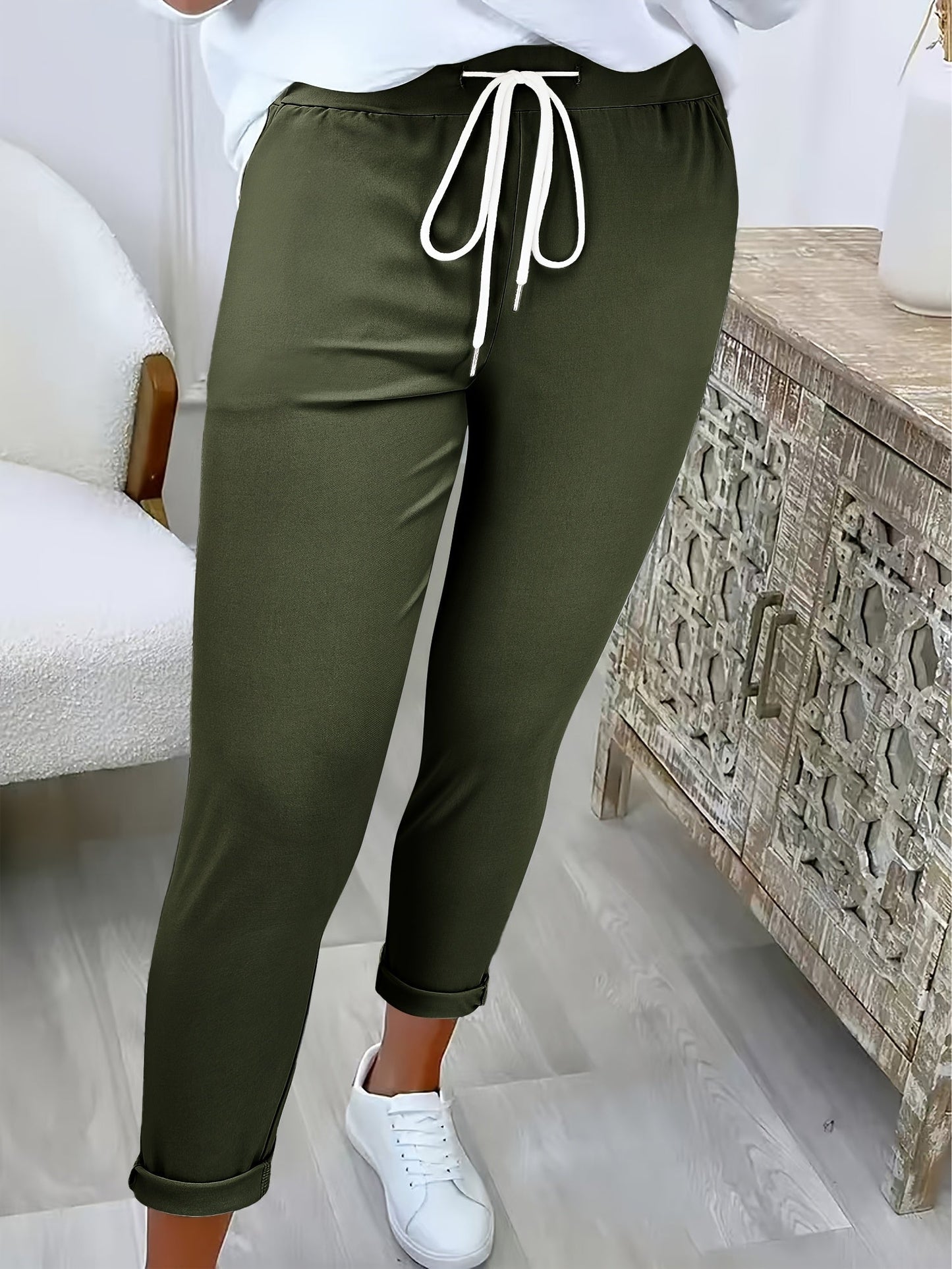 Street-wave Women's Elastic Waist Joggers With Drawstring For All-Day Comfort And Everyday Style