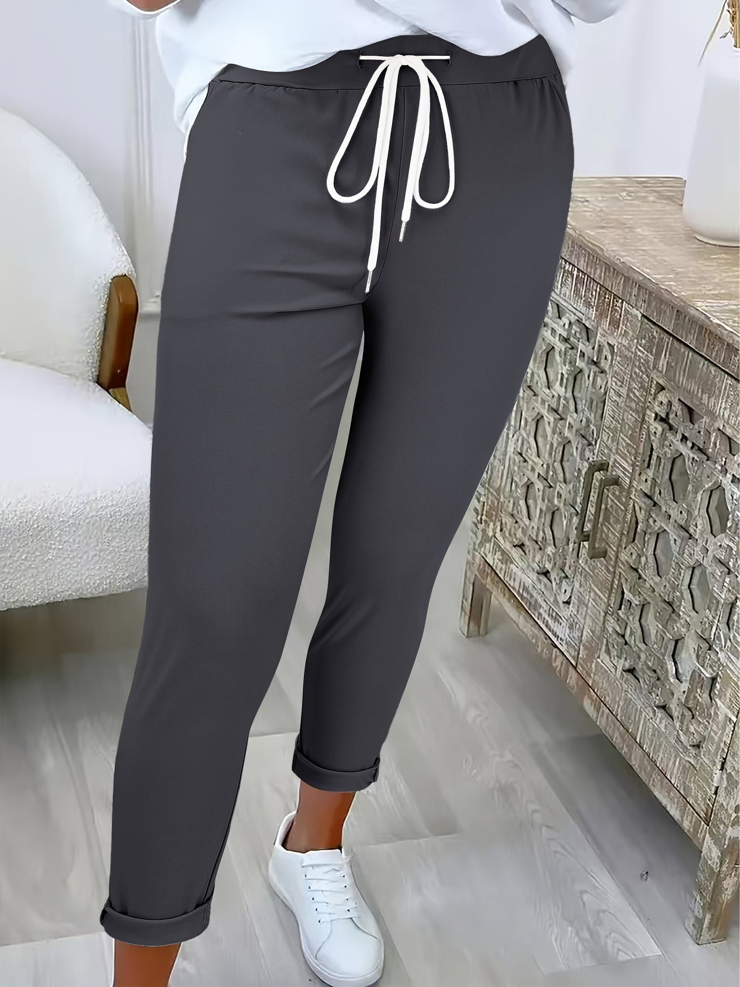 Street-wave Women's Elastic Waist Joggers With Drawstring For All-Day Comfort And Everyday Style