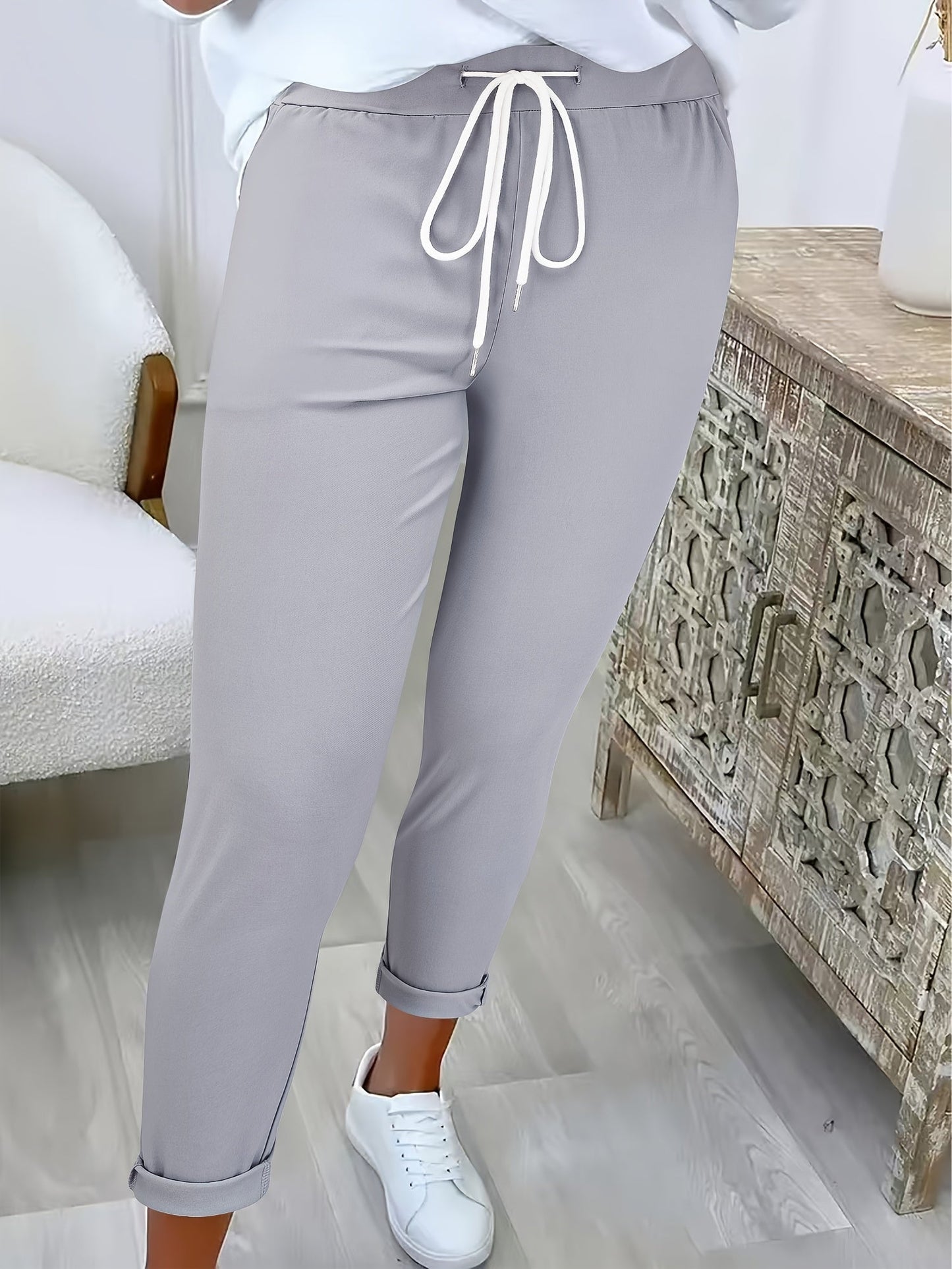 Street-wave Women's Elastic Waist Joggers With Drawstring For All-Day Comfort And Everyday Style