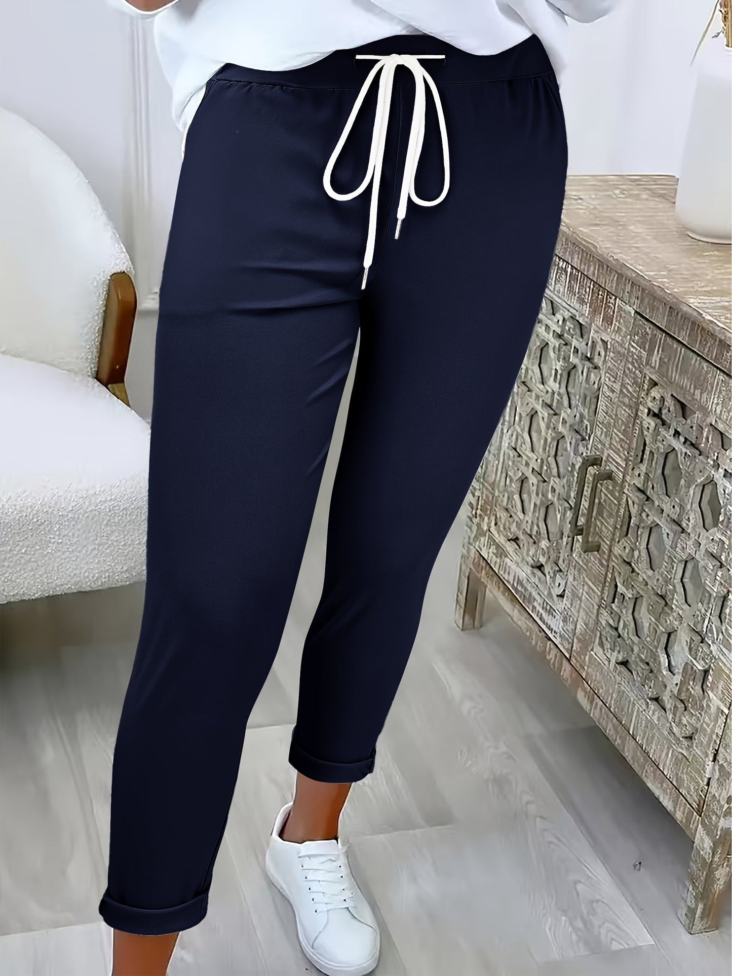 Street-wave Women's Elastic Waist Joggers With Drawstring For All-Day Comfort And Everyday Style