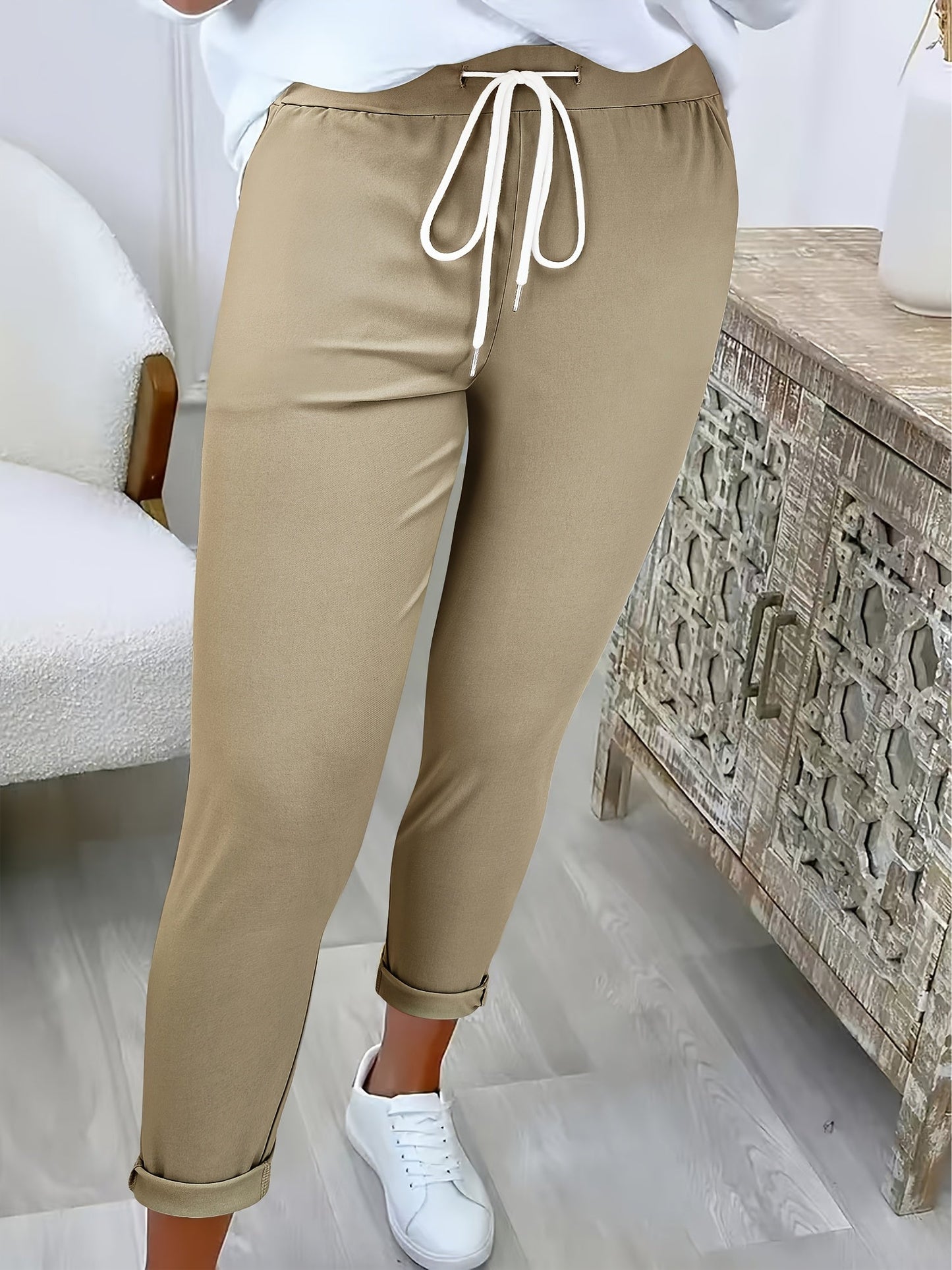 Street-wave Women's Elastic Waist Joggers With Drawstring For All-Day Comfort And Everyday Style