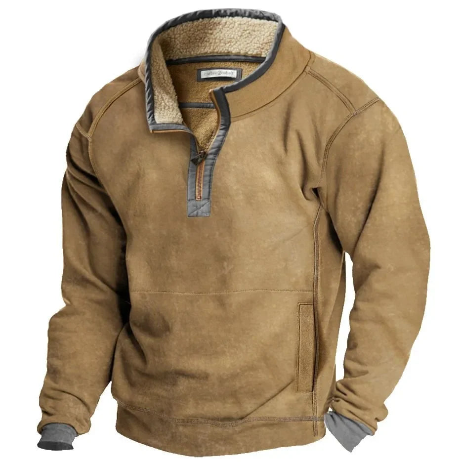 Street-Wave Fleece-Lined Cardigan For Men Cozy Autumn Knit Warmth And Everyday Comfort
