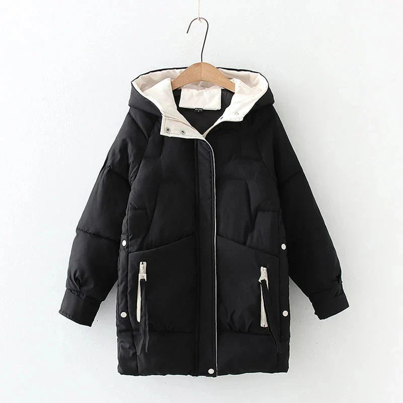 Street Wave Oversized Cotton Down Jacket With Cozy Hood And Thick Insulation For Cold Winter Days