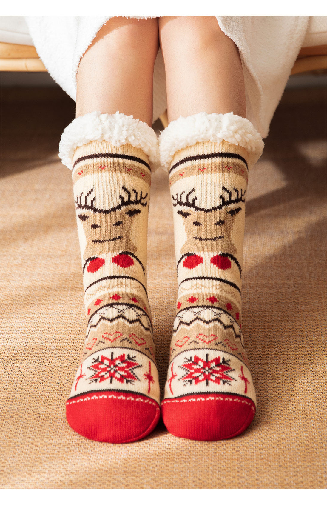 Street-Wave Winter Socks With Cozy Fluffy Cuff Snowman Design For Cold Winter Days Women