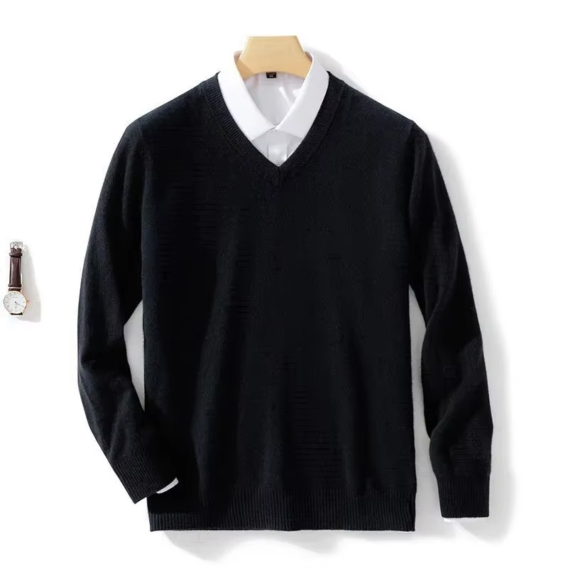 Men's Wool Blend V Neck Sweater Warm Knit Pullover For Winter Casual Fit Up To 5XL Street-Wave