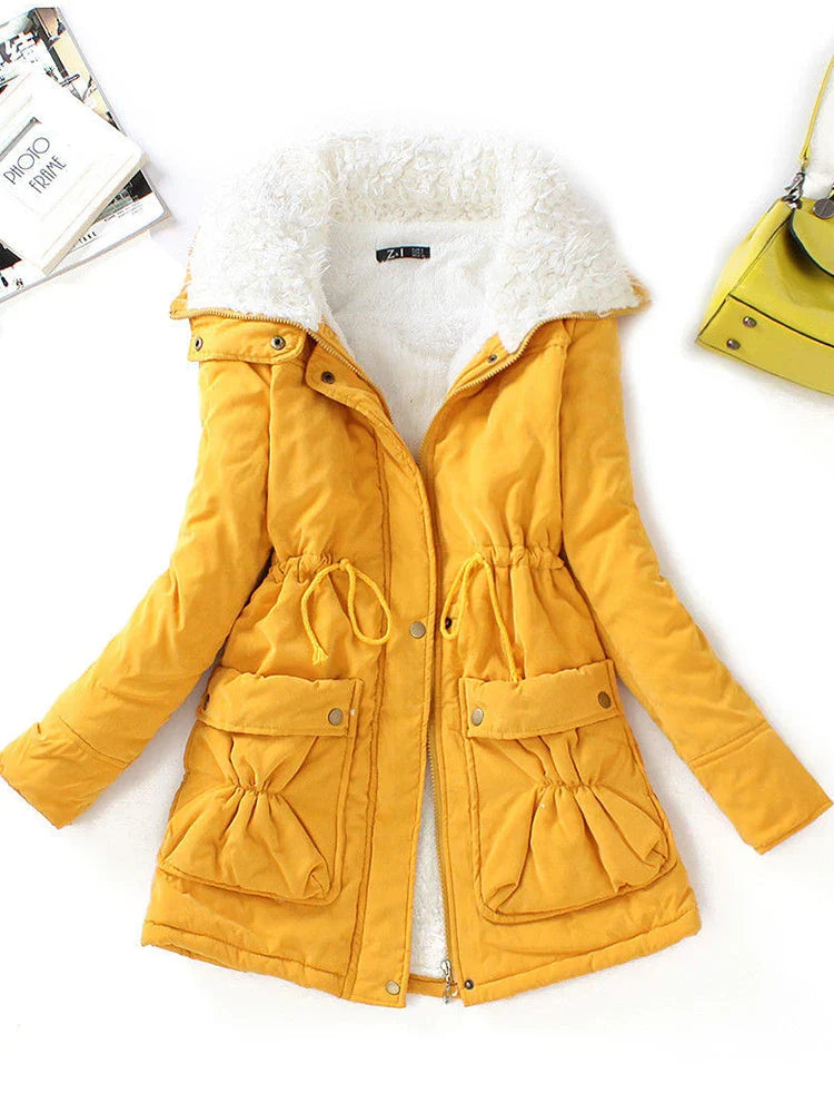 Street-wave Faux Fur Lined Winter Coat With Adjustable Fit And Snap Zip Closure Parka Style For Women