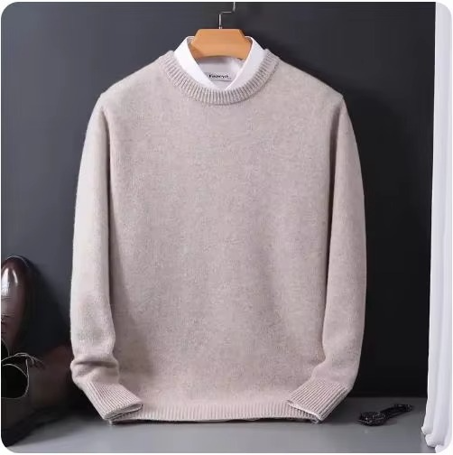 Street-Wave Classic Cashmere O-Neck Navy Men's Sweater Knit Pullover for Soft Warmth and Refined Comfort