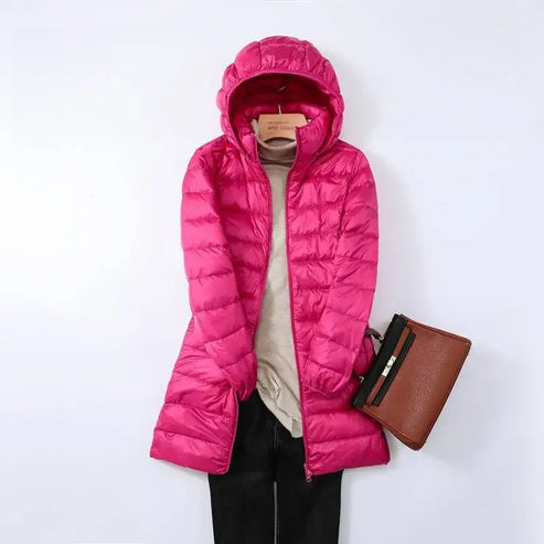 Street Wave Lightweight Puffer Jacket With Removable Hood Longline Quilted Coat For Urban Explorers