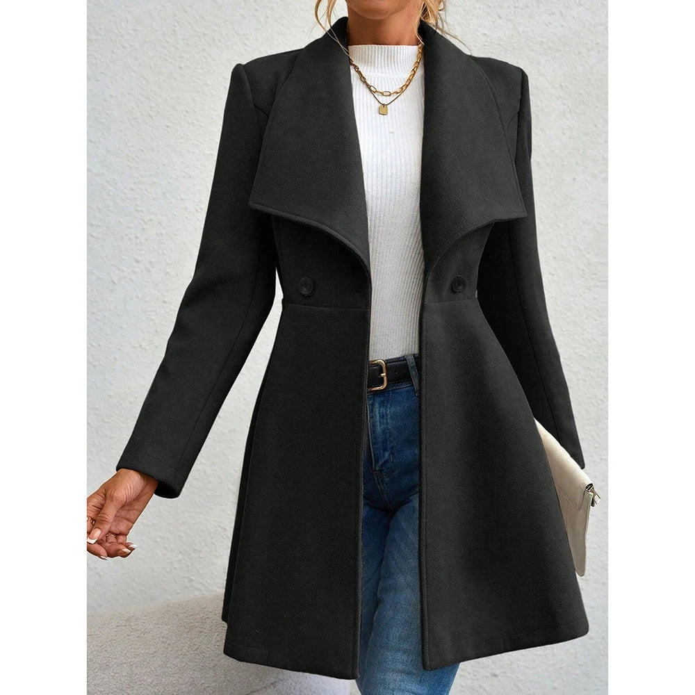Street-Wave Wool Coat With Tailored Waist For Women Elegant Timeless Comfort And Sophistication