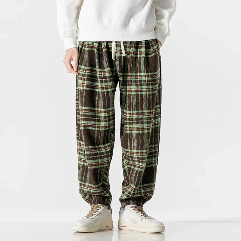 Leston Plaid Drawstring Sweatpants For Men Soft Breathable Fabric Adjustable Waist Timeless Checkered Design