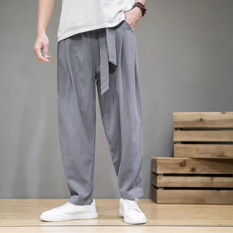 Street-Wave Mens Cotton Linen Elastic Waist Harem Pants For Everyday Comfort And Free Movement