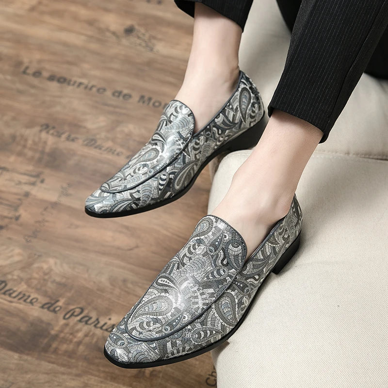 Street Wave UrbanFlex Leather Loafers For Men Breathable Comfort With British Style In Paisley Pattern