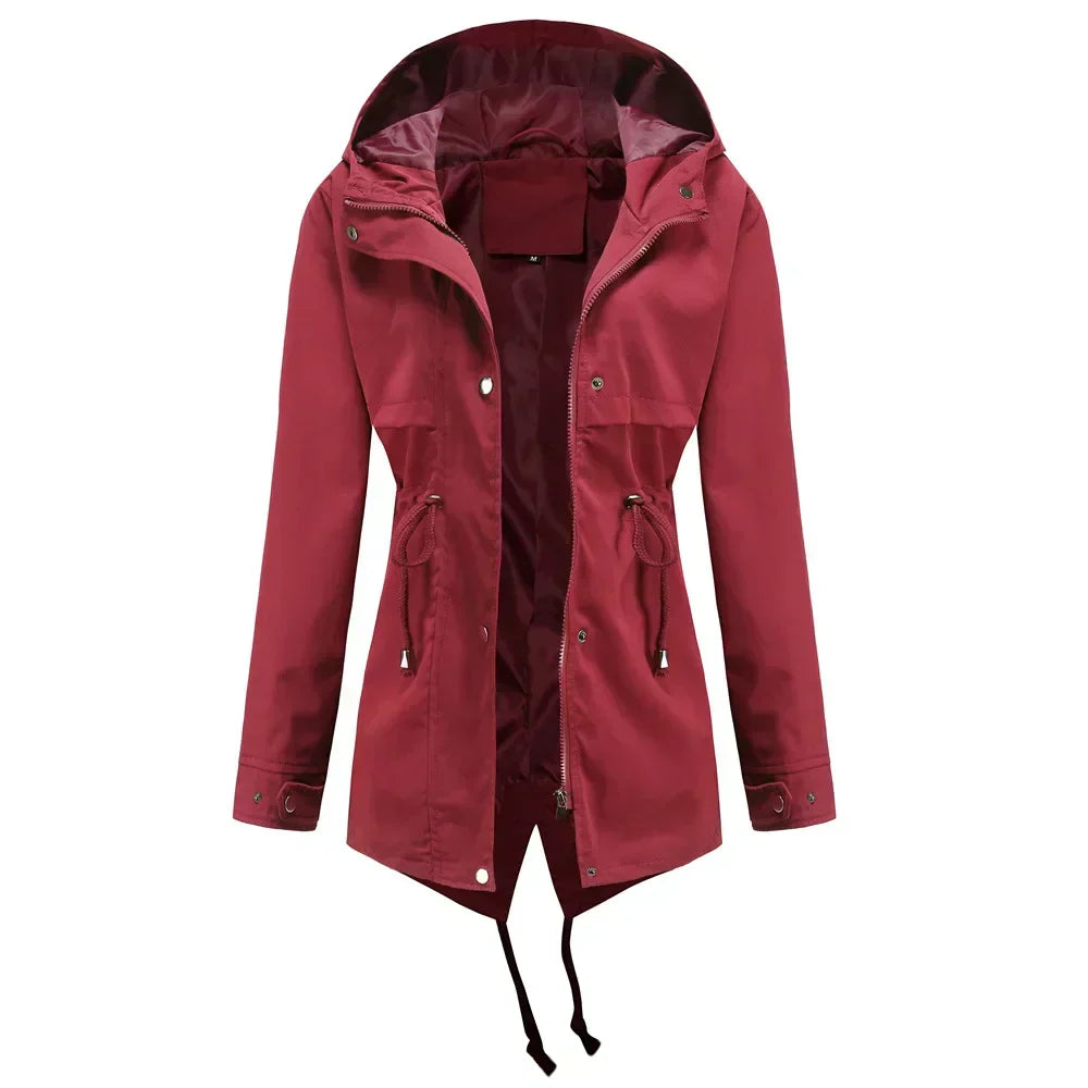 Street Wave Waterproof Hooded Overcoat For Women With All Weather Protection And Modern Style