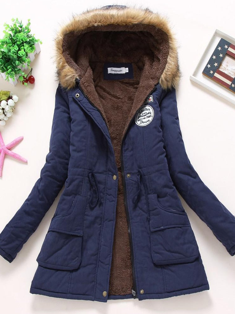 Street-Wave Padded Slim-Fit Jacket For Women With Cozy Fleece Lining And Fur Hood