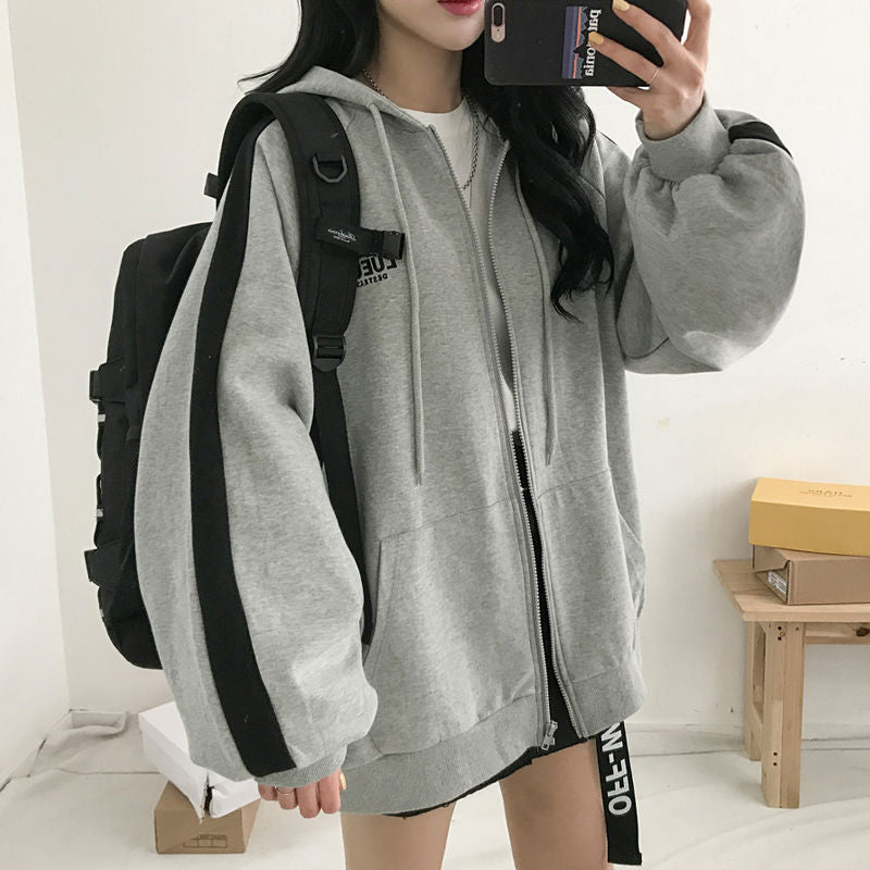 Street-wave Zip Hoodie For Women Oversized Comfort And Elegant Style Versatile Wardrobe Essential