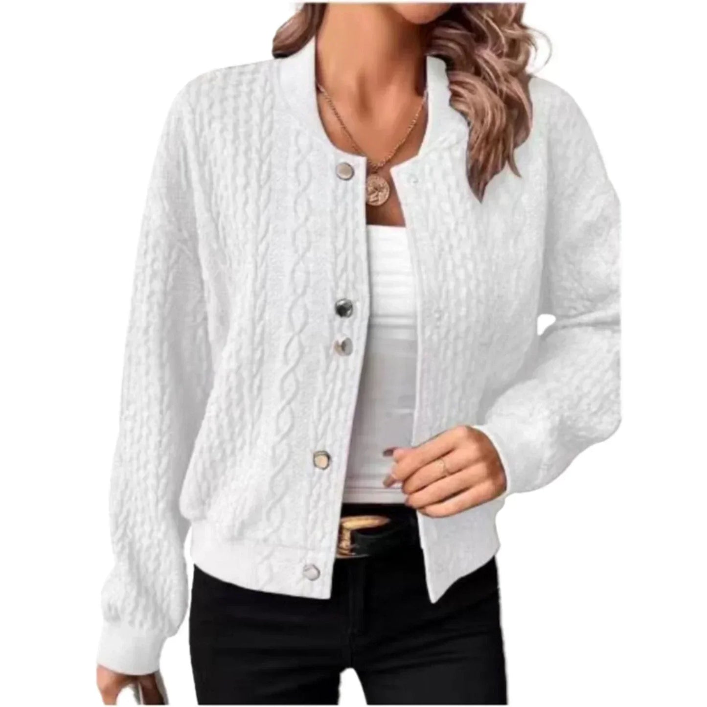 Street-Wave Women Cable Knit Cardigan Timeless Comfort Chic Cozy Knitwear For Everyday Wardrobe