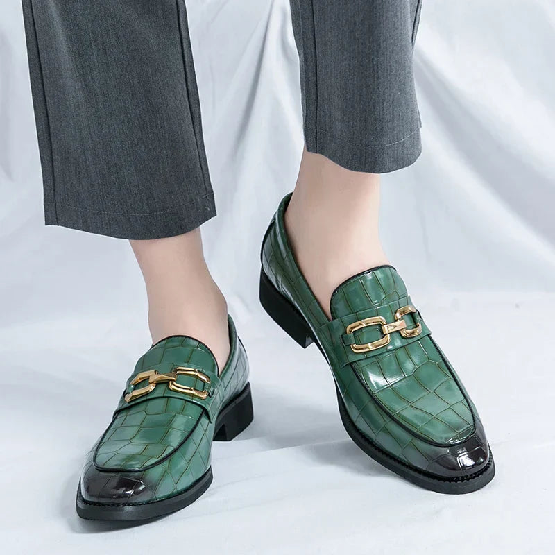 Streetwave Men's Leather Business Loafers All Day Comfort In Elegant Crocodile Texture For Professionals