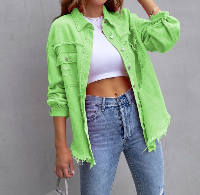 Pink Distressed Denim Jacket Lucie By Streetwave For Fashion Forward Women Who Value Everyday Versatility