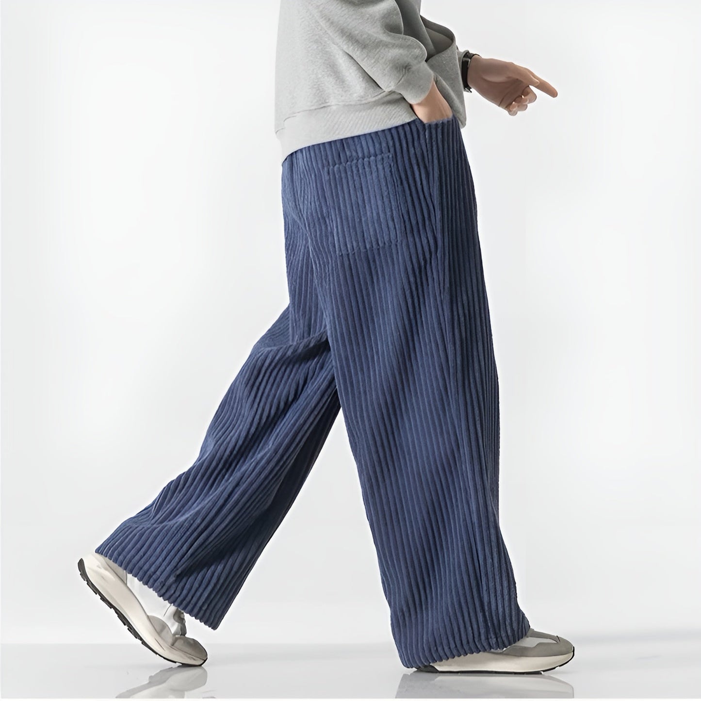 Street-Wave Drift Relaxed Corduroy Pants - Densely Ribbed Texture For Depth And Elastic Drawstring Waist