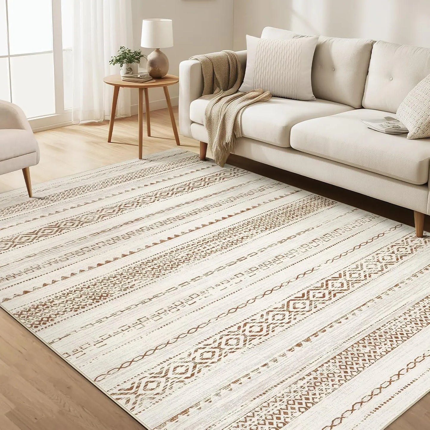 Eprolo Washable Boho Farmhouse Moroccan Geometric Indoor Carpet For Bedrooms