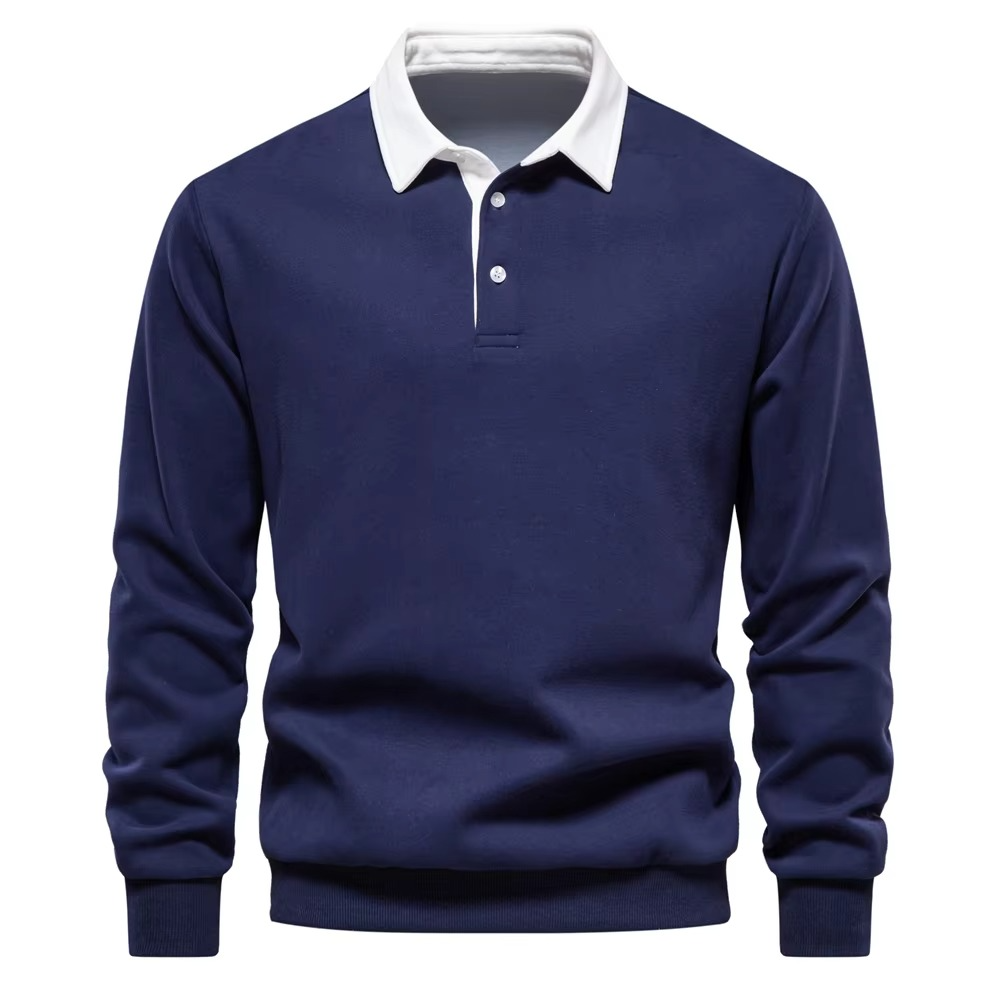 Autumn Polo Neck Cotton Sweatshirt For Men Versatile Casual And Social Wear Soft Comfort For Work And Weekend