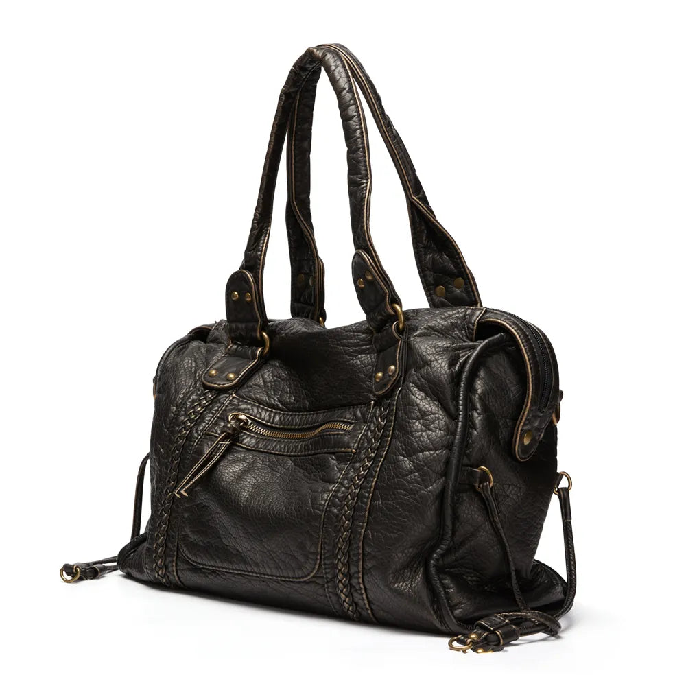 Claire - Vegan Leather Structured Shoulder Handbag - Street-Wave